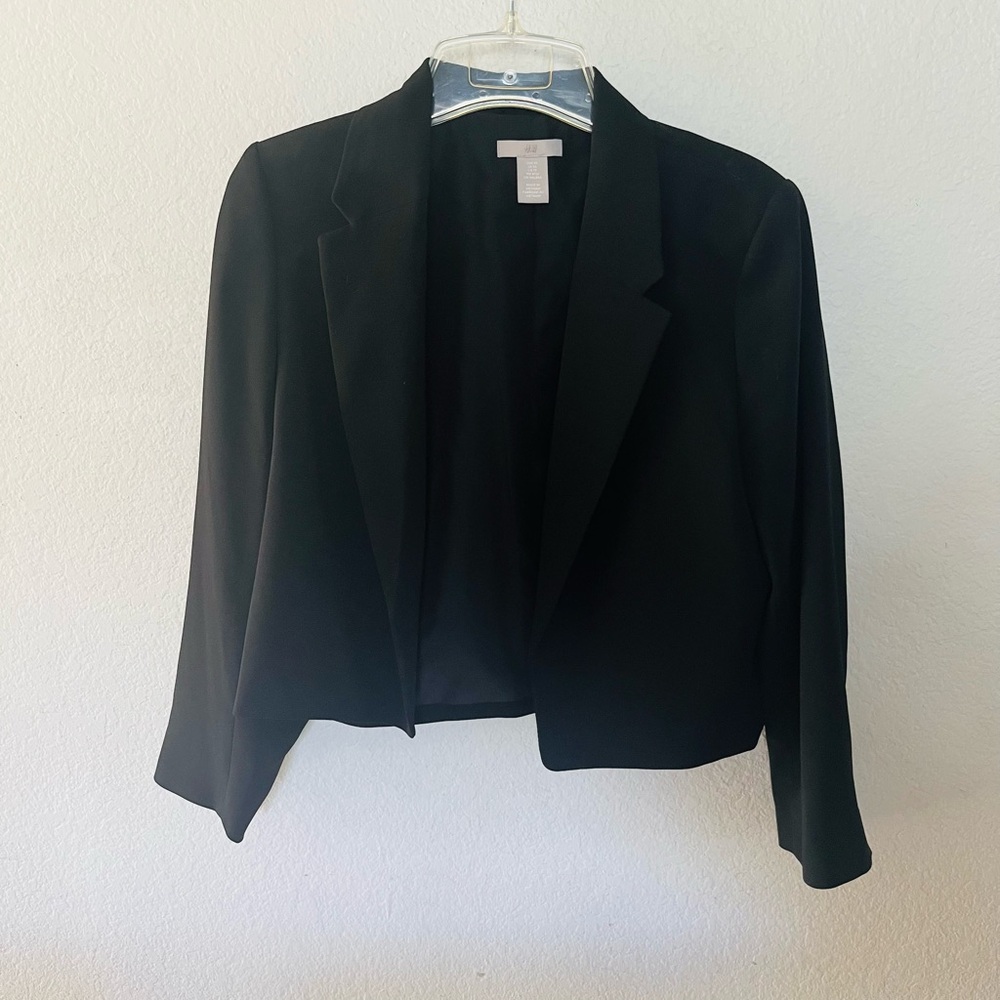 H&M Black Cropped Open-Front Women's Blazer